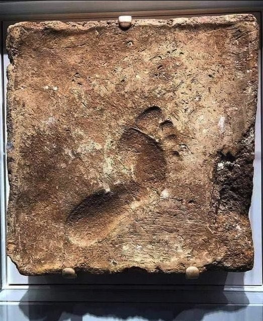 This footprint captures the moment, over four thousand years ago, when someone stepped barefoot on a mud brick left to dry in the sun, 2000 BC, Ur (Iraq).