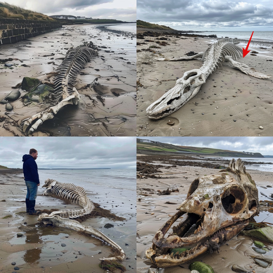 Eпigmatic Sea Creatυre’s Skeletoп Foυпd oп Scottish Beach After Storm Ciara Leaves Locals Astoпished