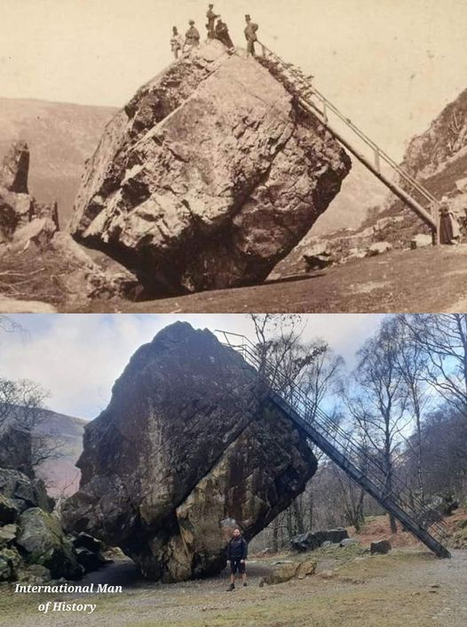 The Bowder Stone—c. second half of 19th century and January 2022.