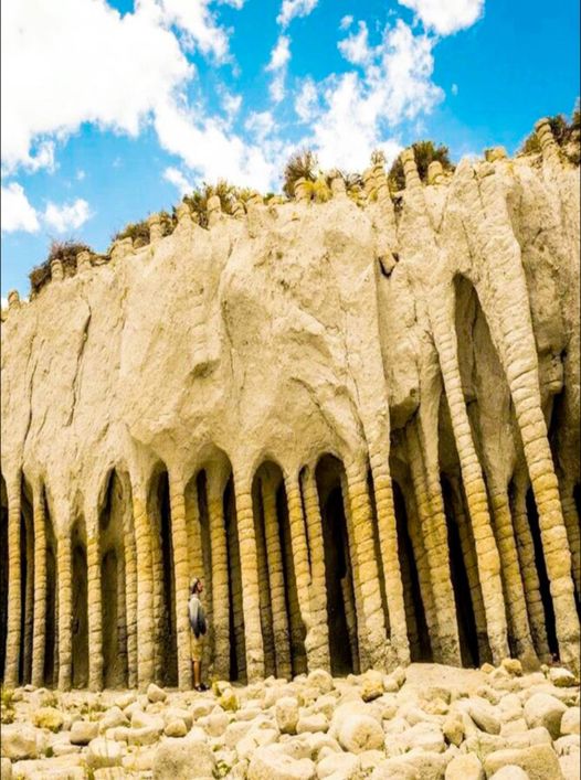 The Crowley Lake Columns, located in California's Eastern Sierra region, are a stunning geological formation resulting from ancient volcanic activity. 