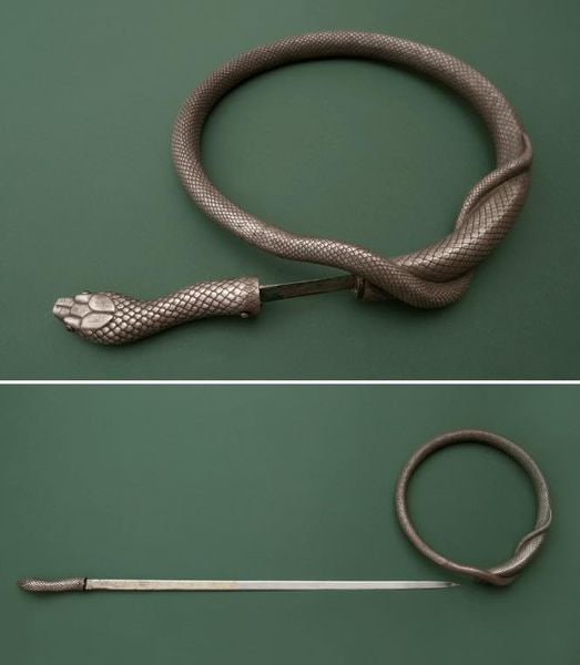 Unveiling the Intrigue: The Ingenious Double-Bladed Rapier Concealed in a Silver Ring Snake Sheath