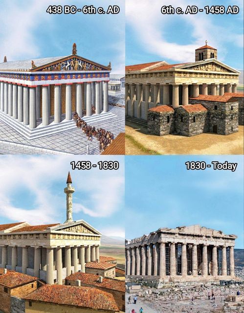 From the history of the Parthenon, the temple of Athena built on the Acropolis of Athens in the 5th century BC (the use of the goddess Athenai as a church, mosque and museum, respectively)  Athens Acropolis and Parthenon spelling  (Excerpt from Ancient Chronicles)"