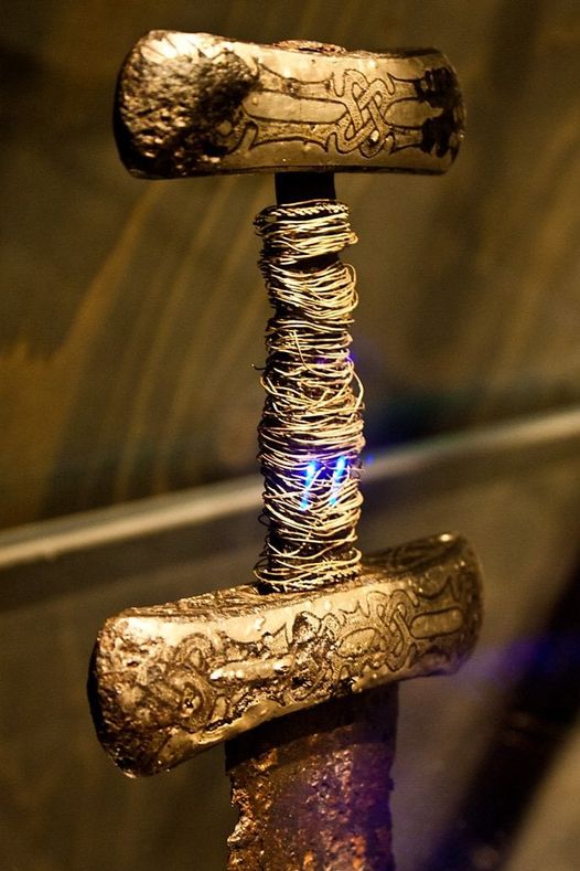 The Viking Sword with a gold pommel, discovered in Denmark and dating back to the 10th century,