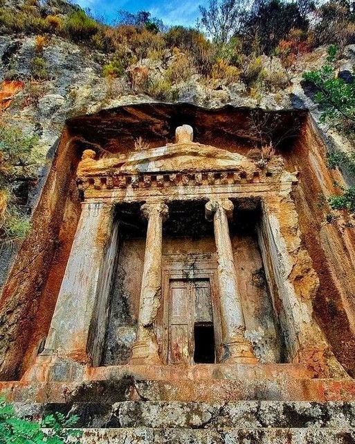 The tomb of Amyntas is an ancient Greek rock-hewn tomb at ancient Telmessos in Lycia. Built in 350 BC. 