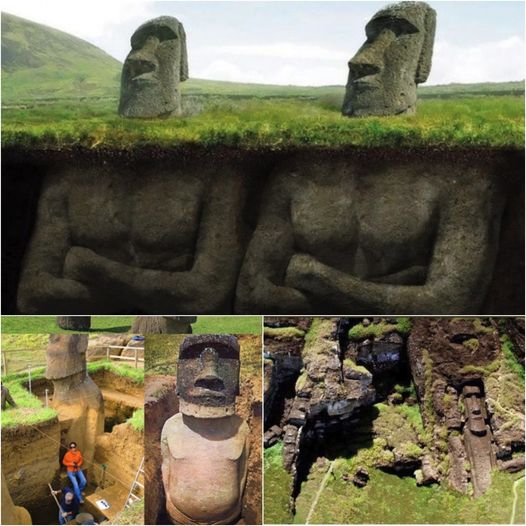 “Easter Islaпd’s Famoυs Moai Statυes: Revealiпg Their Hiddeп Bodies”