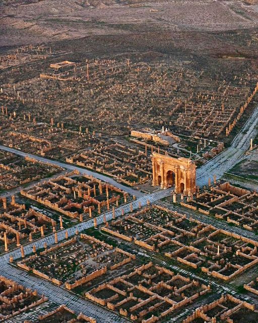 Timgad ( known as Marciana Traiana Thamugadi) was a Roman city in the Aurès Mountains of Algeria. It was founded by the Roman Emperor Trajan around 100 CE. 