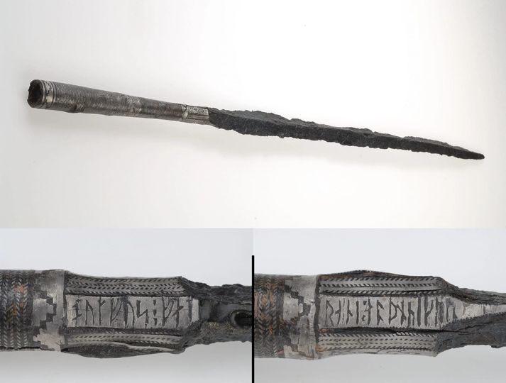 This Viking Age spear was discovered in Gotland, Sweden, with runic inscriptions.