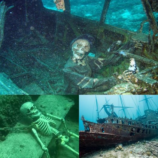 Mysterious discovery under the ocean of a mysterious skeleton on a sunken ship millions of years old.