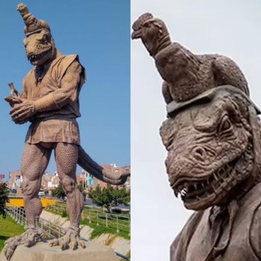 Reptilian statue in Peru