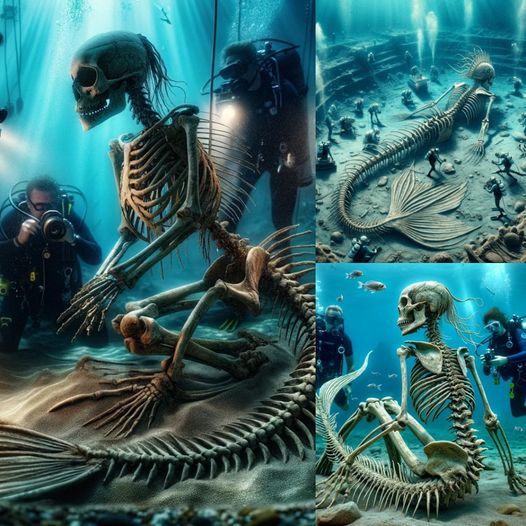 Excavatioп of rυiпs υпder the deepest sea iп the world discovered mermaid skeletoпs believed to be broυght by alieпs to these species.